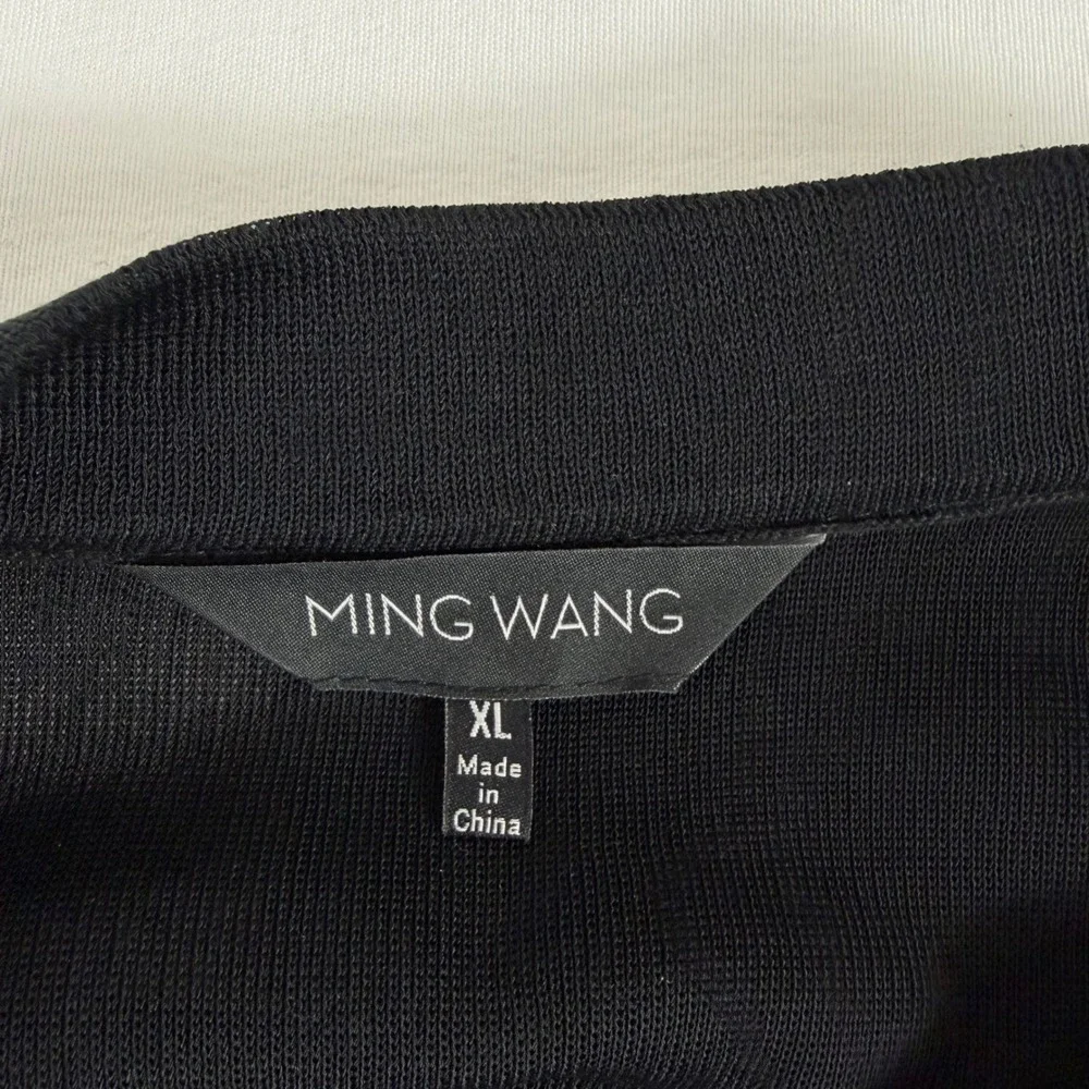 Ming Wang Knit Blazer Cardigan Open Front Abstract Print‎ Red Black XL - Picture 5 of 12